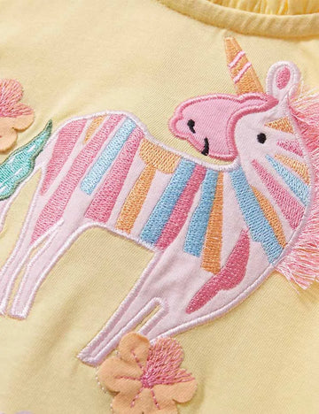 Rainbow Unicorn Appliqué Tulle Dress